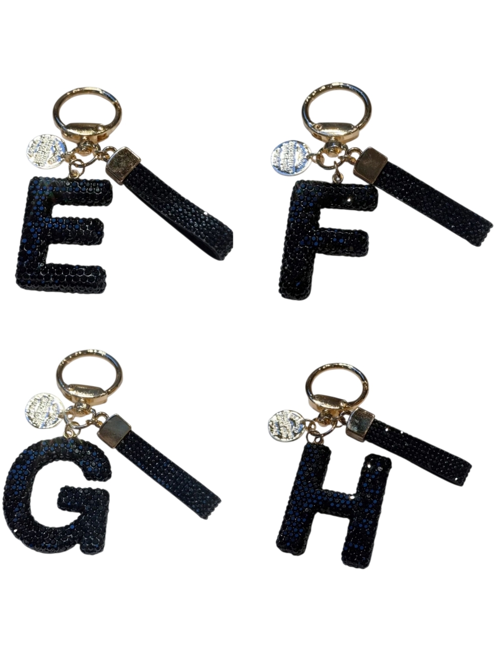 Crystal-Encrusted Black Letter Purse Charm Keychain NWT! (Choose Your Letter) - Picture 4 of 9